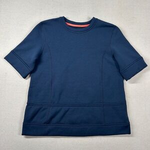 Lululemon Top Womens 8 Peplum Pullover Sweatshirt Fleece Lined Navy Cinch